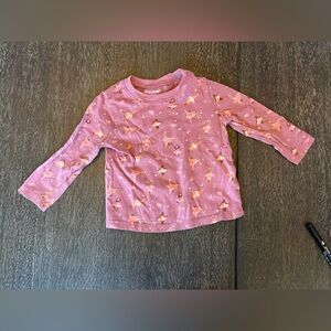 Old Navy Pink Long Sleeve Kids Tee in Ballerina Print
